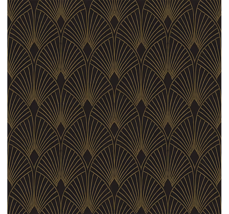 Papel tapiz geométrico ventilador deco dorado - TenVinilo