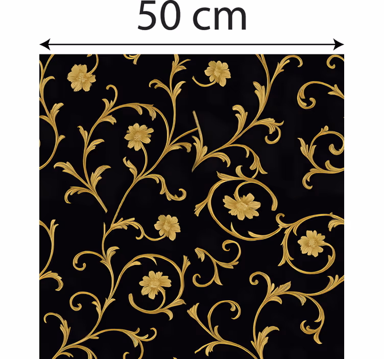 Papel tapiz barroco scroll de oro noche negra - TenVinilo