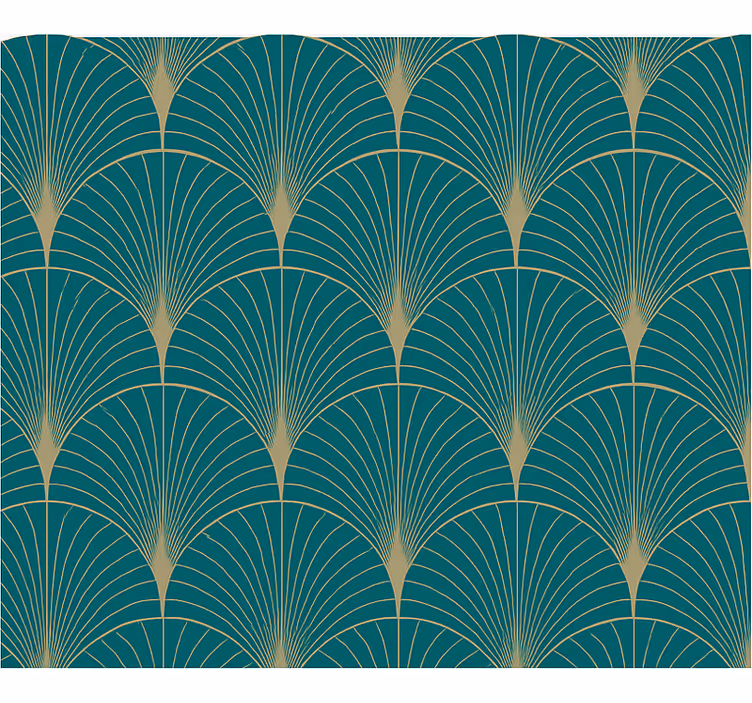 Papel tapiz recámara matrimonial arte decorativo azul oro - TenVinilo