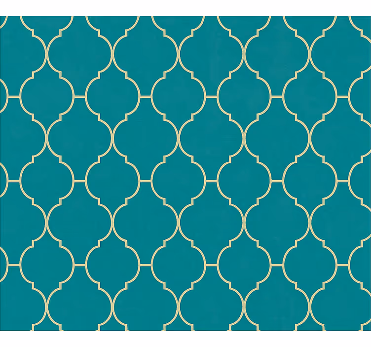 Papel tapiz para sala motivo dorado y turquesa - TenVinilo