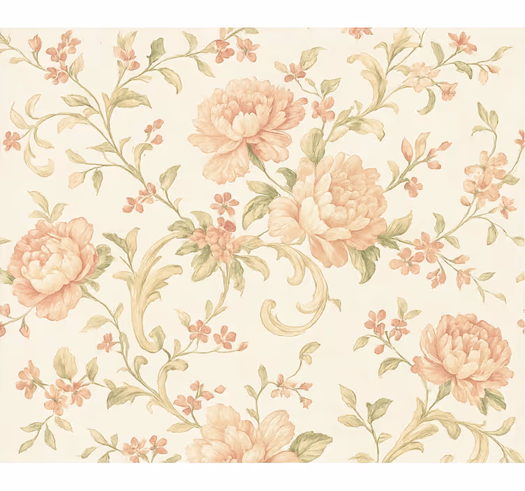Papel tapiz recámara matrimonial flores vintage rosa claro - TenVinilo
