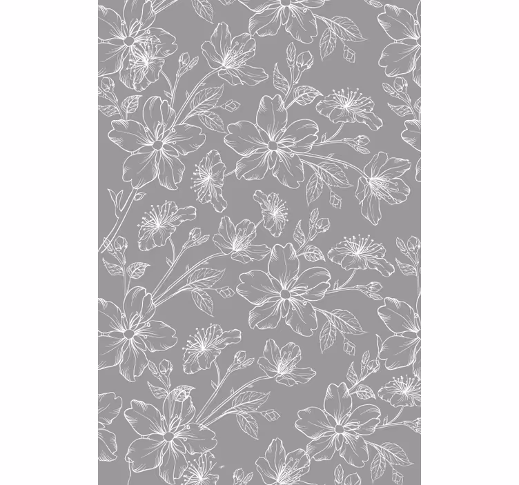 Papel tapiz flores patrón gris - TenVinilo