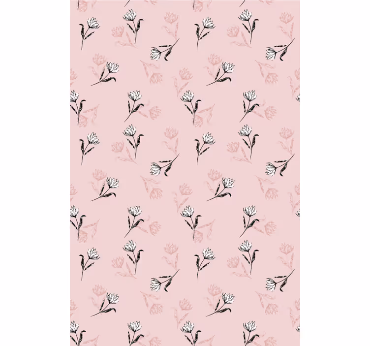 Papel tapiz flores lirios blancos sobre fondo rosa - TenVinilo
