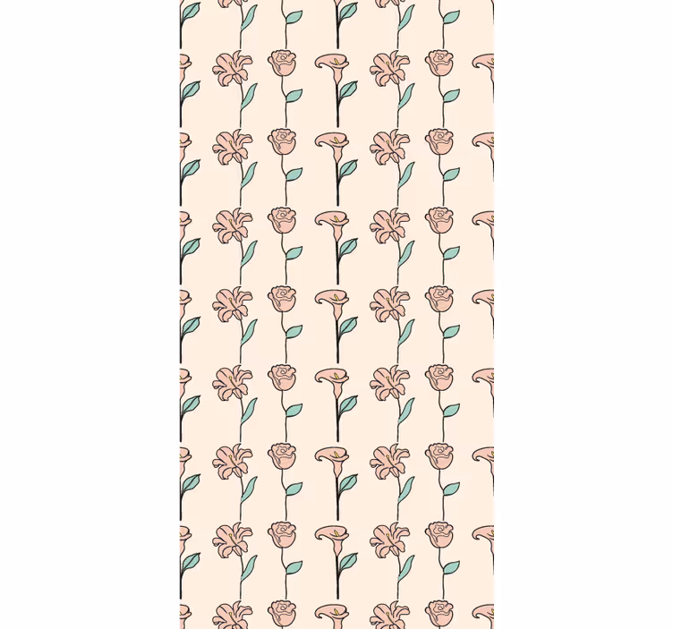 Papel tapiz floral diseño original flores minimalistas - TenVinilo