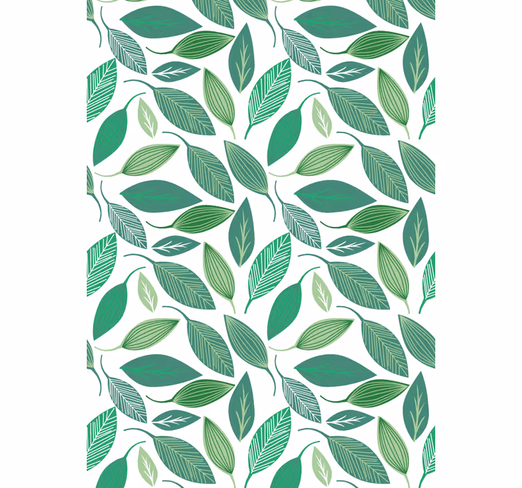 Papel tapiz floral patrón natural de hojas verdes - TenVinilo