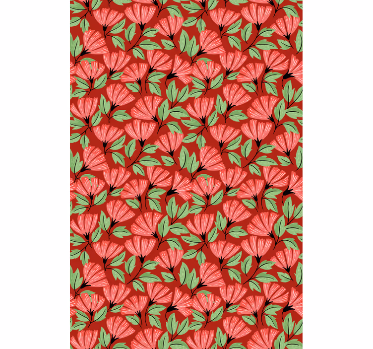 Papel tapiz floral patrón vintage rojo - TenVinilo