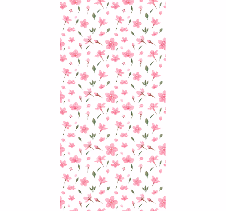 Papel tapiz floral flores de cerezo rosa acuareladas - TenVinilo