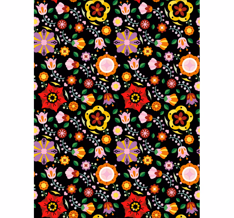 Papel tapiz floral patrones del folclore polaco - TenVinilo