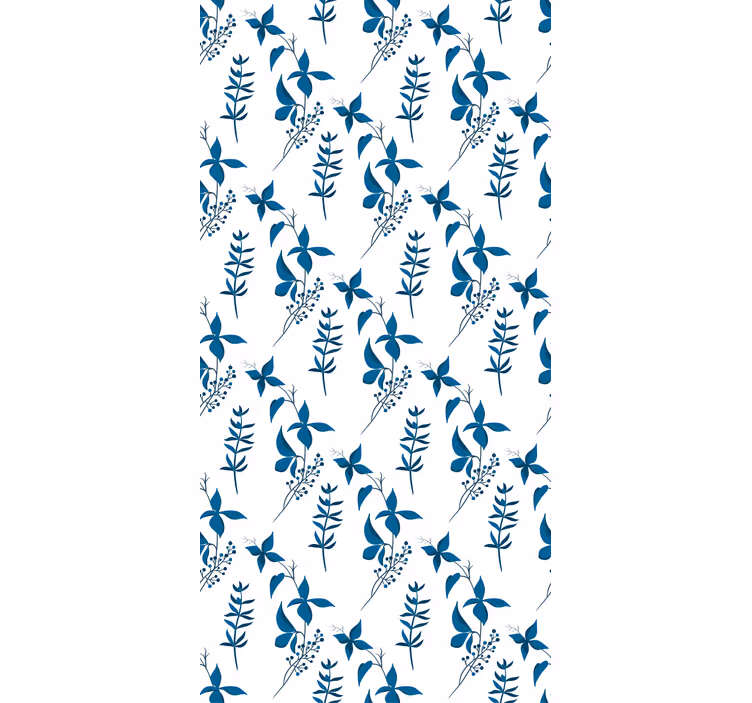 Papel tapiz floral patrón de flores azules - TenVinilo