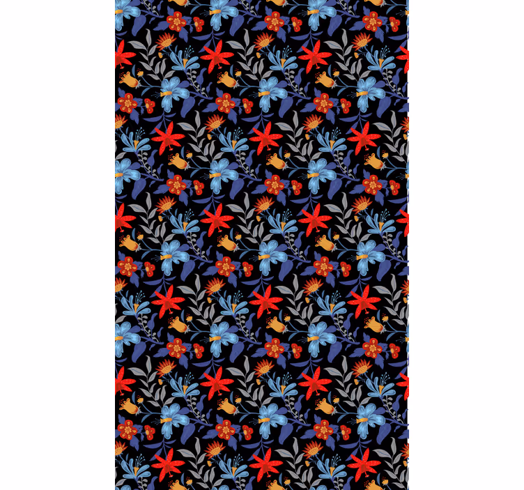 Papel tapiz floral estampado de flores 'tricot' negro - TenVinilo