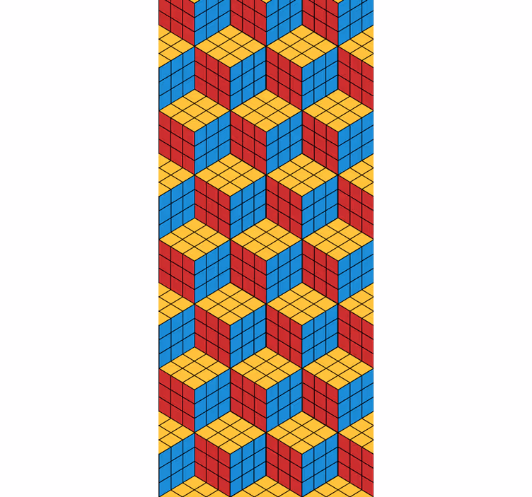Papel tapiz para recámara diseño cubo rubik - TenVinilo