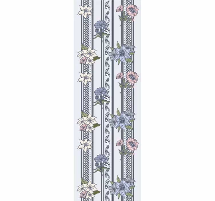Papel tapiz para recámara diseño rayas florales vintage - TenVinilo