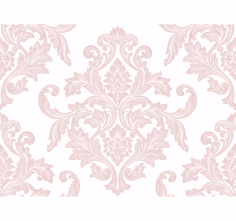 Papel tapiz barroco paisley damasco rosa - TenVinilo