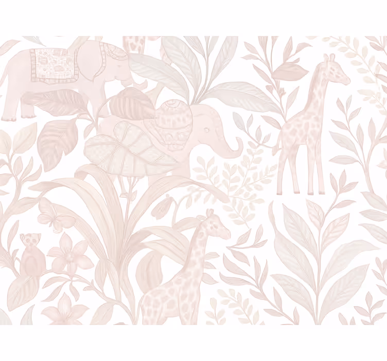 Papel tapiz elefantes sueños de safari rosa sutil - TenVinilo