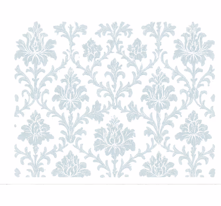 Papel tapiz flores damasco azul claro y ligero - TenVinilo