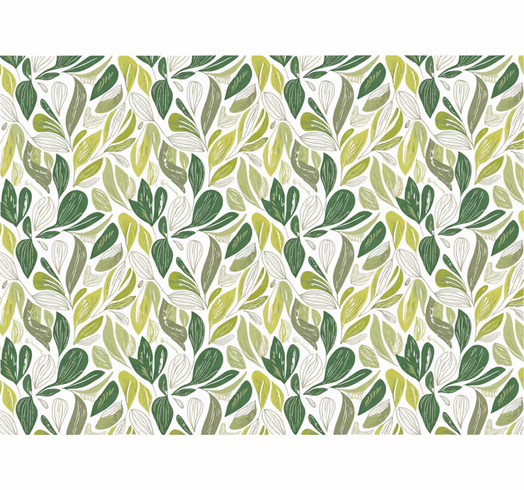 Papel tapiz hojas motivo de hojas en verde y beige - TenVinilo