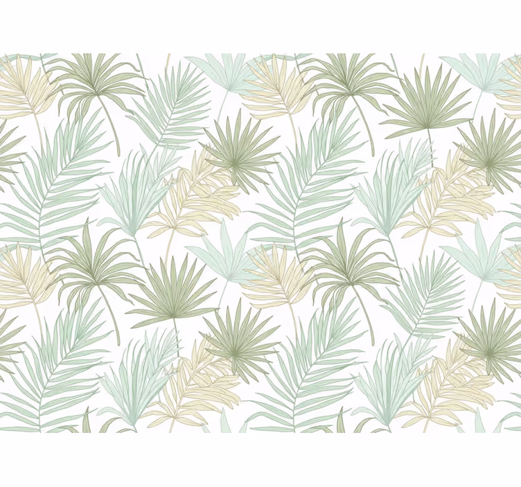 Papel tapiz hojas palmas tropicales claras - TenVinilo
