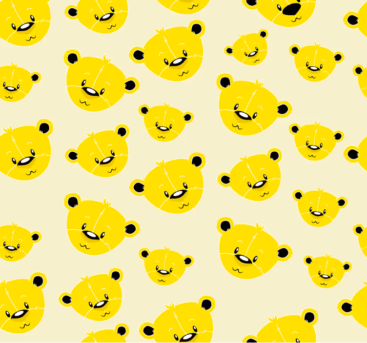 Papel tapiz amarillo con diseño de osos - TenVinilo
