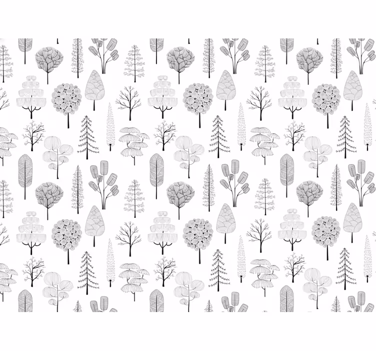 Papel tapiz blanco con diseño de árbol - TenVinilo