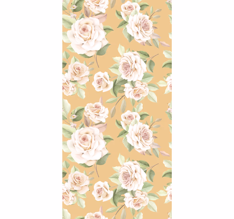 Papel tapiz beige patrón de rosas provinciales - TenVinilo
