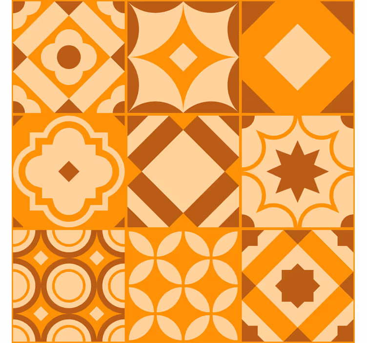 Papel tapiz naranja azulejos rústicos - TenVinilo