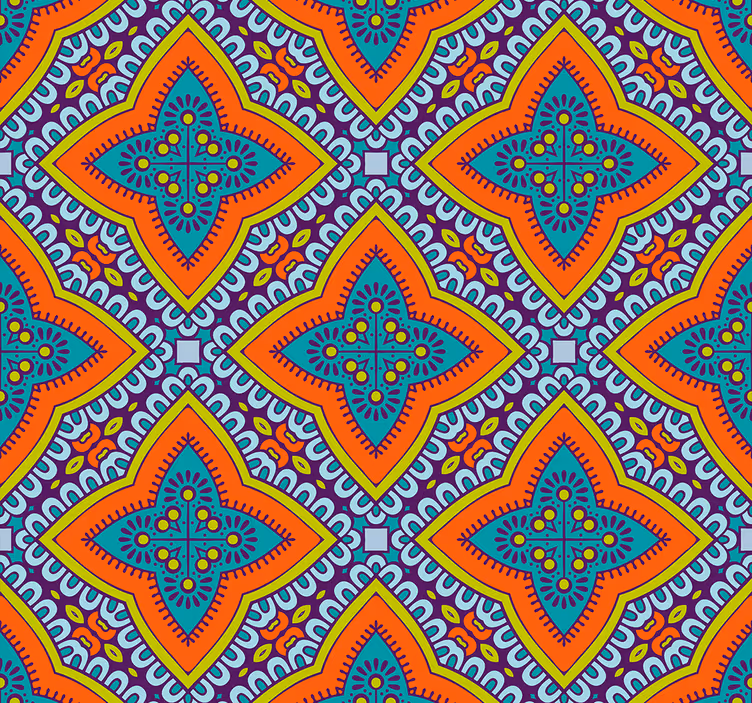 Papel pintado ornamental colorido estilo oriental - TenVinilo
