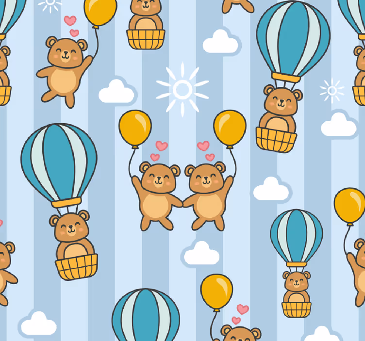 Papel pintado infantil animales en globos - TenVinilo