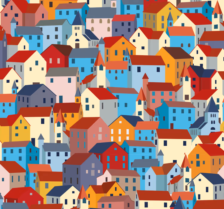 Papel tapiz ciudades mosaico urbano - TenVinilo