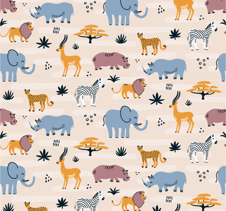 Papel pintado infantil animales salvajes - TenVinilo