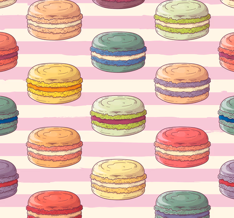 Papel pintado cocina galletas macarrones retro - TenVinilo