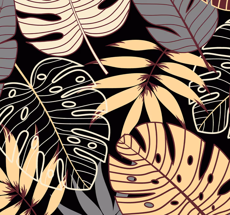 Papel pintado selva tropical hojas marrones - TenVinilo