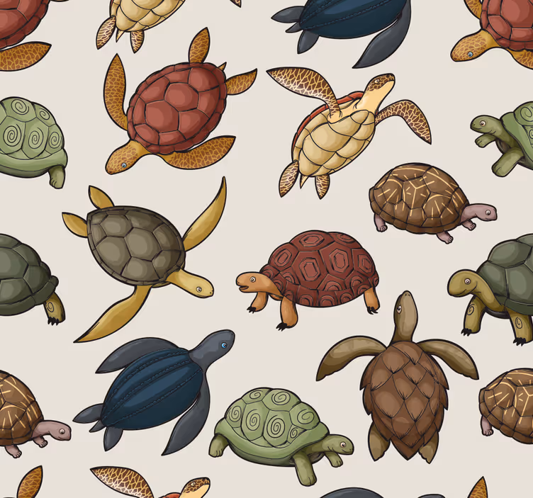 Papel pintado animal variedad de tortugas - TenVinilo