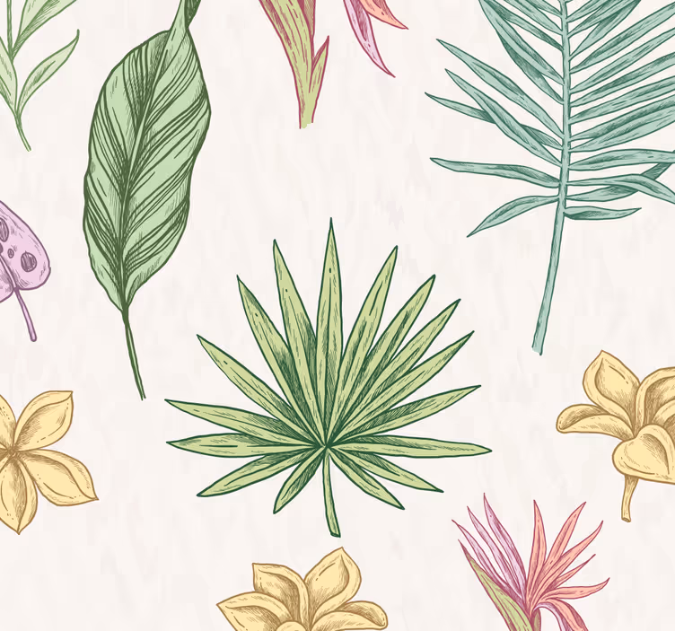Papel pintado infantil flores grandes tropicales - TenVinilo