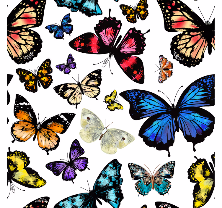 Papel tapiz mariposas motivo de vuelo colorido - TenVinilo