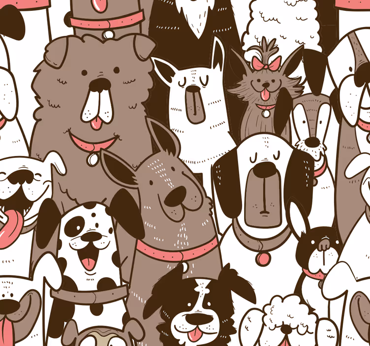 Papel pintado animales de caras de perro - TenVinilo