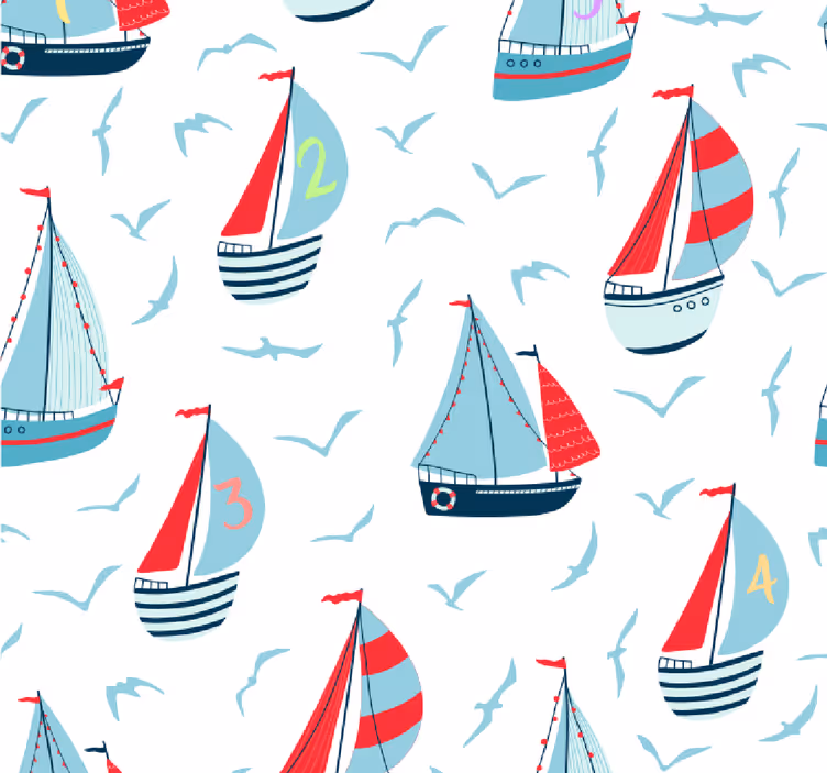 Papel pintado infantil barcos navegando - TenVinilo