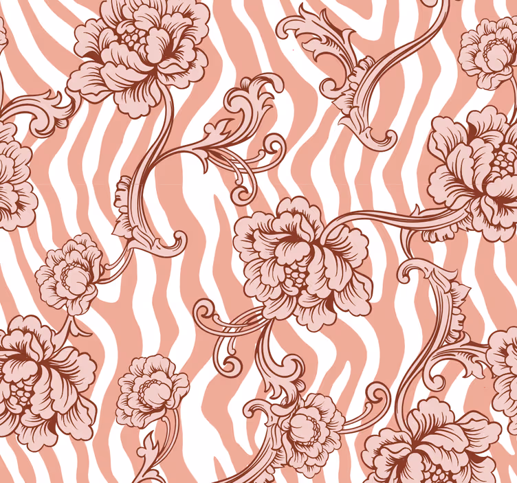 papel pintado de flores patrón ornamental floral - TenVinilo