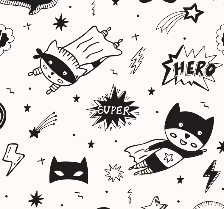 Papel tapiz infantil patrones de comics de superheroes - TenVinilo