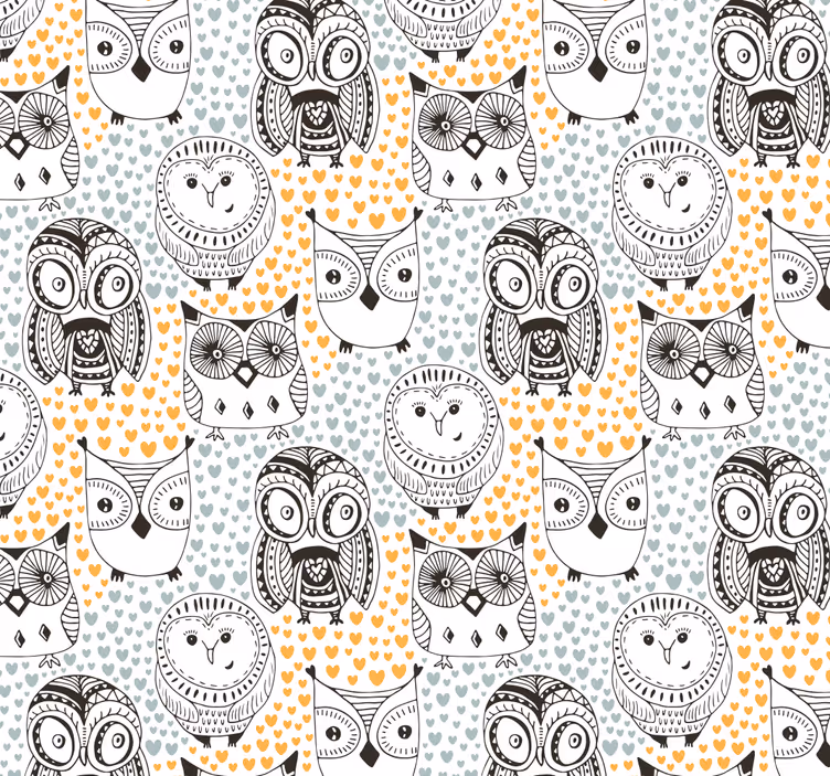 Papel pintado animales búhos grises nórdicos - TenVinilo