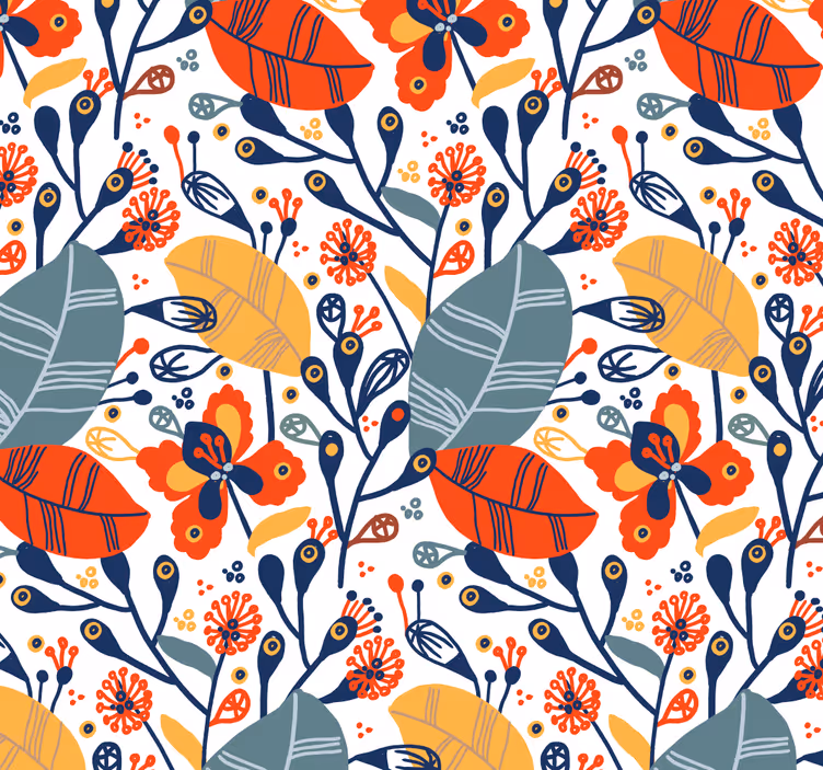 Papel tapiz naturaleza diseño de hojas florales - TenVinilo