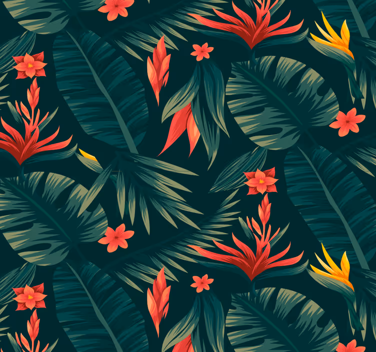 Papel tapiz para sala flora tropical - TenVinilo