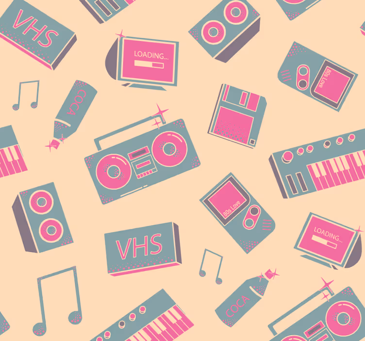 Papel tapiz vintage patrón de música retro - TenVinilo