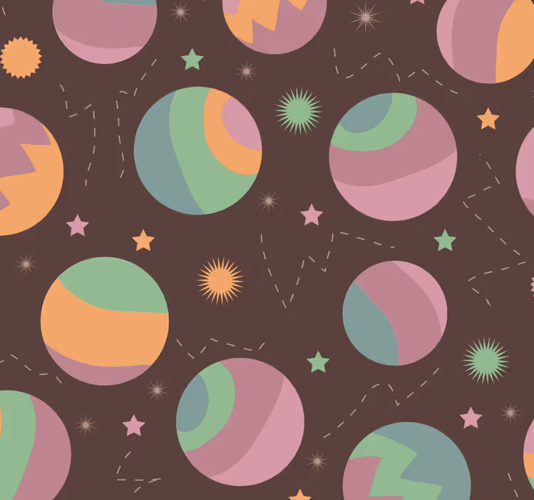 Papel pintado infantil planetas tonos pastel - TenVinilo