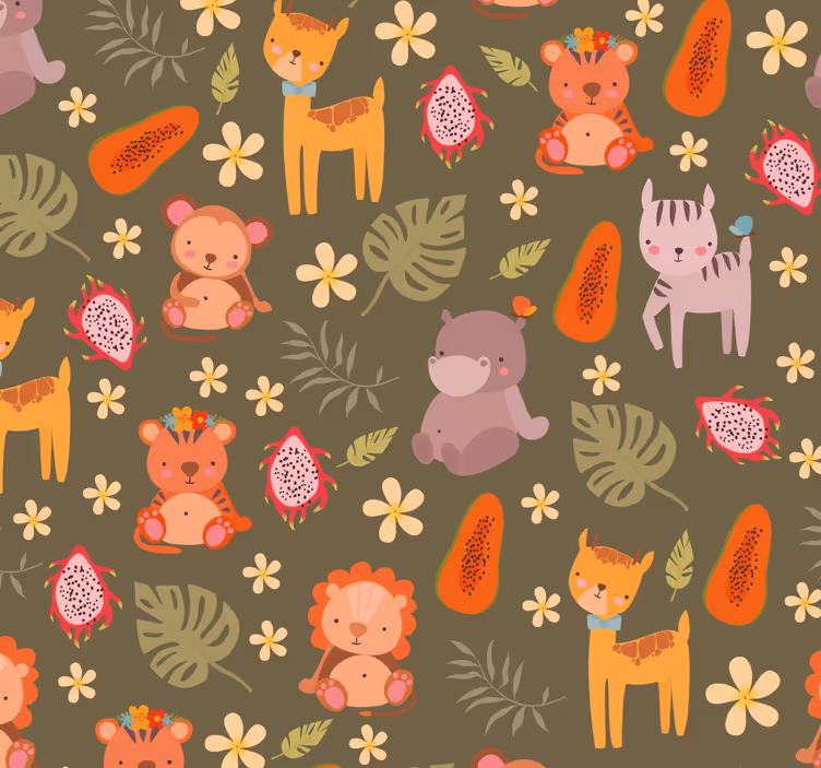 Papel pintado infantil fauna bosque nórdico - TenVinilo