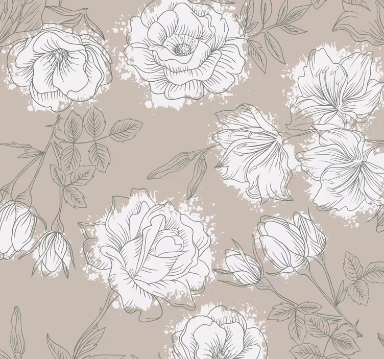 Papel pintado flores de peonía - TenVinilo