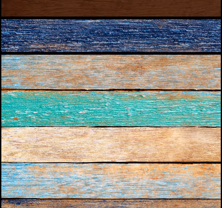 Papel pintado salón madera tablones coloridos - TenVinilo