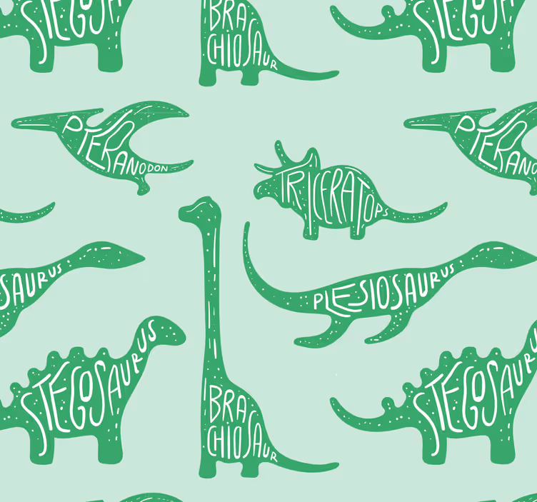 Papel pintado infantil dinosaurios con nombres - TenVinilo