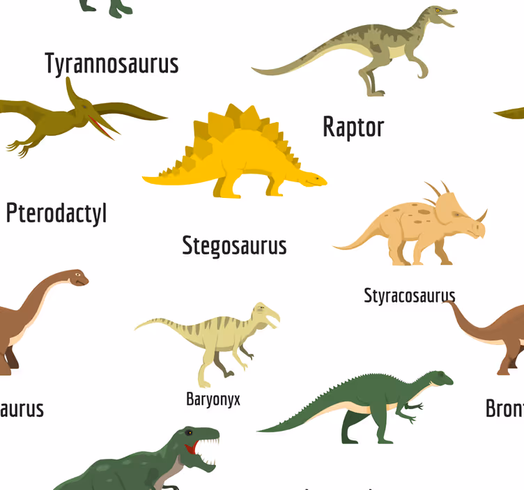 Papel pintado infantil dinosaurios con nombres - TenVinilo