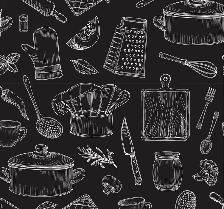Papel pintado cocina cubiertos elegantes - TenVinilo