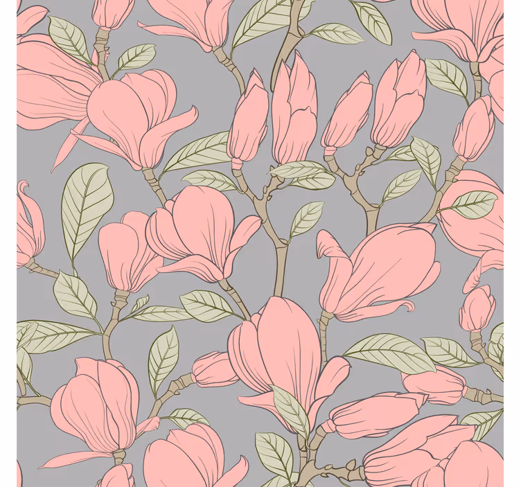 Papel tapiz flores magnolias florales - TenVinilo